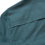 Close-up of the upper back section of the teal Gaucho Snapshirt | Enter the Dragons by Howler Brothers, highlighting the yoke seam and part of the collar.