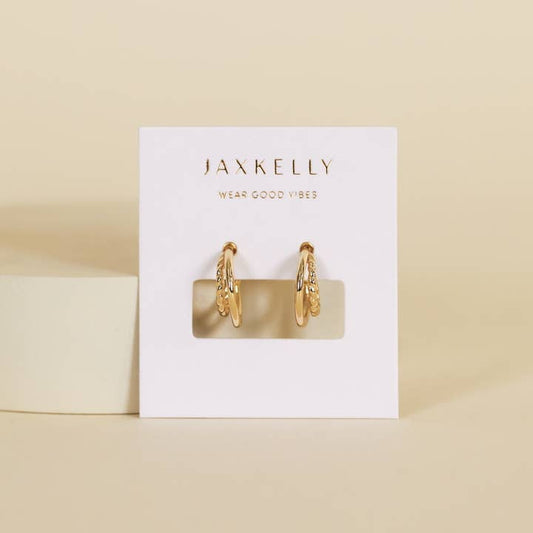 Gold Double Hoop Earrings | Jaxkelly - Dainty Jewelry