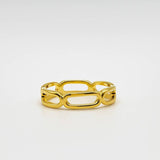 The JaxKelly Gold Rings - Chain Link features oval-shaped open links, displayed against a white background—an elegant piece perfect for pairing with your favorite tarnish-free jewelry or classic gold-plated rings.