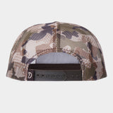 Back view of the Duck Camp Gulf Trucker | Wetland hat, featuring breathable mesh panels and an adjustable black plastic snap closure.