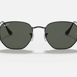 Front view of Ray-Ban 3548 Hexagonal Flat Arista sunglasses with flat crystal lenses, thin metal frame, and white Ray-Ban logo on the top left lens.