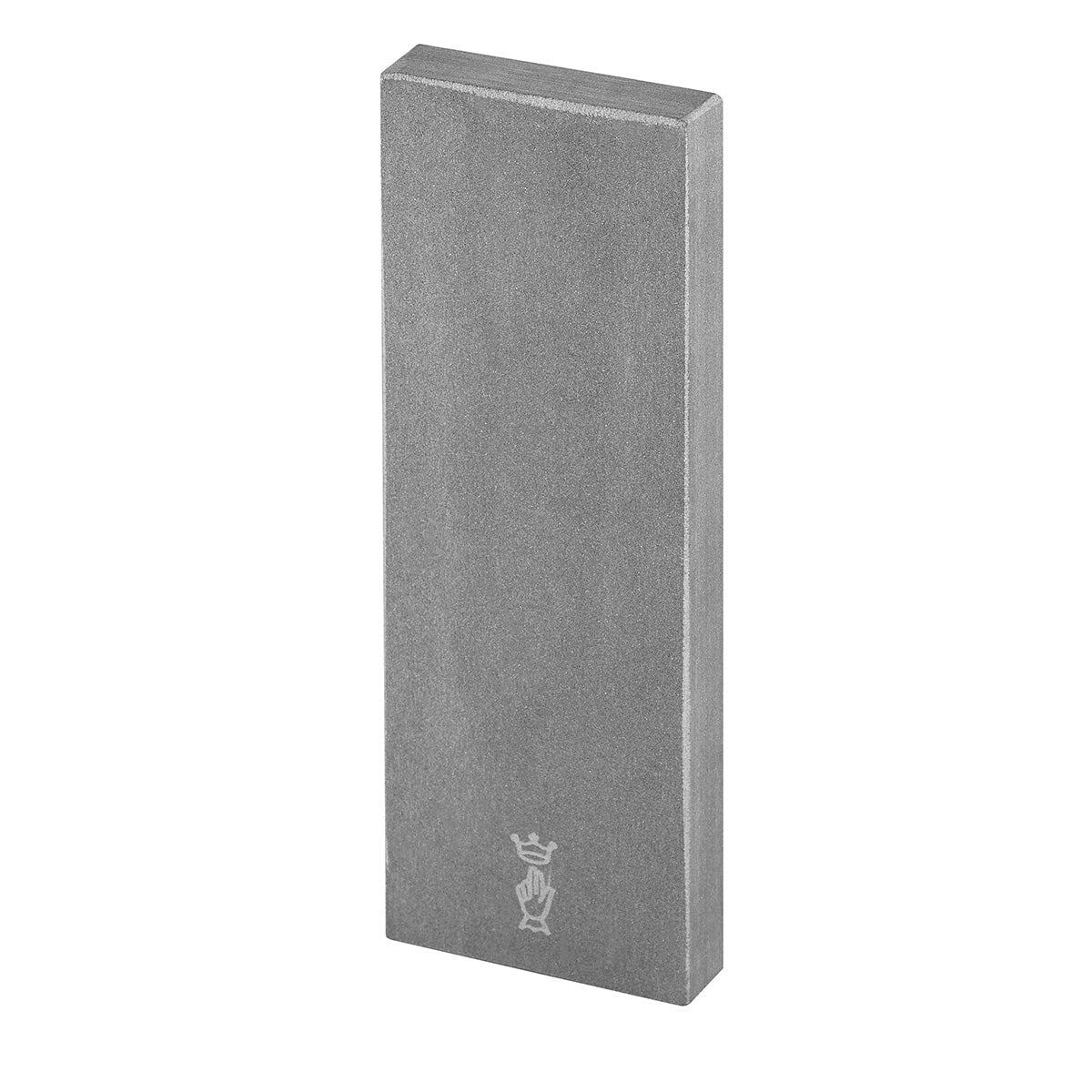 The Opinel Large Natural Sharpening Stone is a rectangular gray stone from the French Pyrenées with a small white logo, perfect for precise knife maintenance.