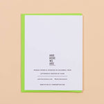 The Love you & Like you Card by And Here We Are is a white letterpress card with black text atop a green envelope. This woman-owned brand handmakes cards in Columbus, Ohio.