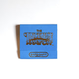 A blue matchbook labeled "Matches | The Incense Match" by The Incense Match, featuring "potpourri" in gold lettering, serves as a handy air freshener and is photographed against a white background.