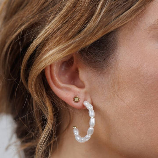 Multi Pearl Hoop Earrings | Jaxkelly - Accessories