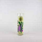 The Naps in the Garden Candle by Art Over Order is a tall glass vegan candle with a light green label, abstract purple and green shapes, and "Made in the Garden" text.