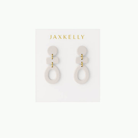 Organic Three Tier Clay Earring - Oat Milk | JaxKelly