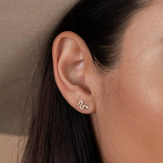 Pave Stud - Snake - Gold Earrings | Jaxkelly - Jewelry
