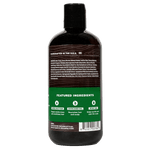 A Dr.Squatch Conditioner┃Pine Tar bottle displays ingredients, highlighting shea butter, avocado oil, and pine tar for moisturizing benefits and a rugged old growth forest scent.
