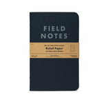 The Field Notes Pitch Black Notebook 2-Pack features two 64-page ruled notebooks, wrapped with a brown band—ideal for those who appreciate classic style and Dot-Graph layouts.