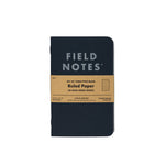 The Field Notes Pitch Black Notebook 3-Pack includes three 48-page black memo books with ruled pages, also available in Dot-Graph style for flexible note-taking.