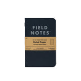 A pack of three Field Notes Pitch Black Notebooks, each with 48 pages, comes with a brown paper band.