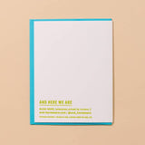 The Plant Lady Letterpress Birthday Card by And Here We Are is a blank white greeting card with a blue border and green brand info at the bottom—perfect for any plant lover's birthday.