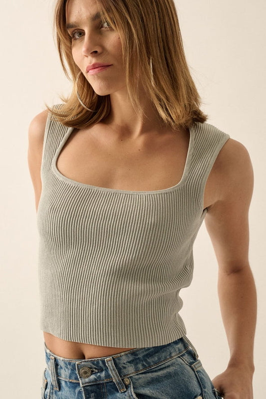 Ribbed Knit Cropped Tank Top | Promesa Usa - Apparel
