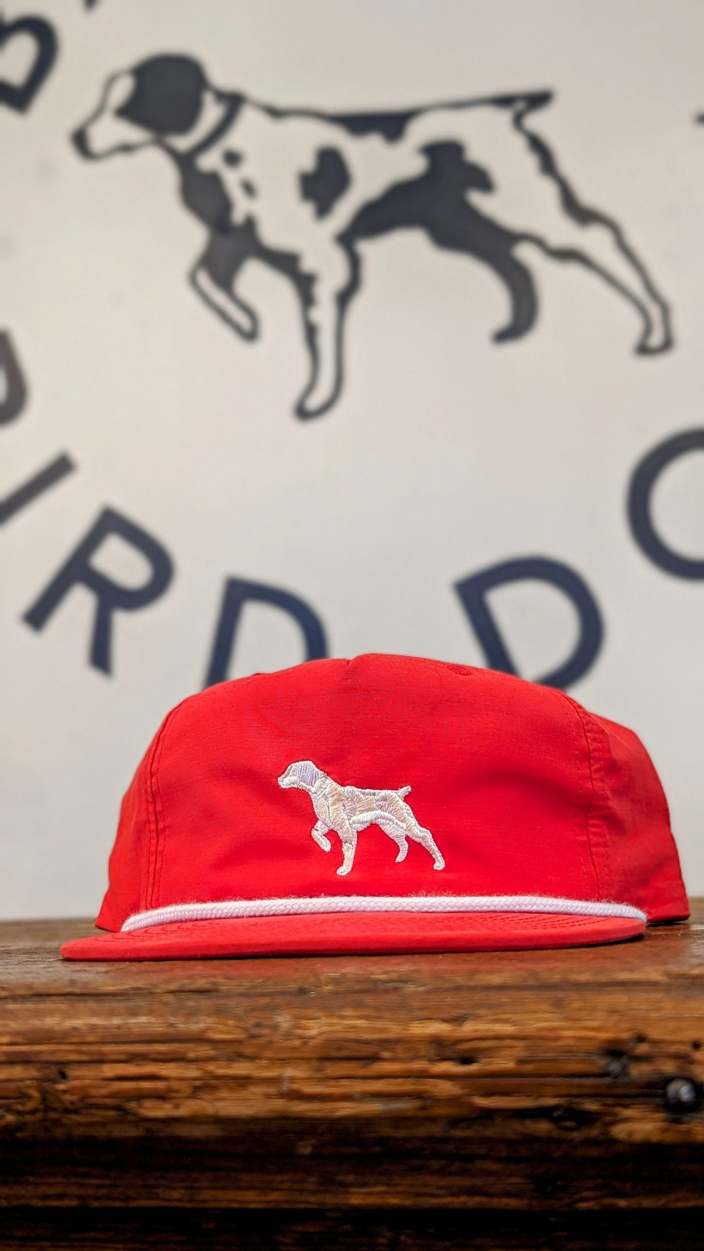 Red Hat With White Pointer Dog On It From Shop Hat’s ’ballad Of The Bird Dog’ Product