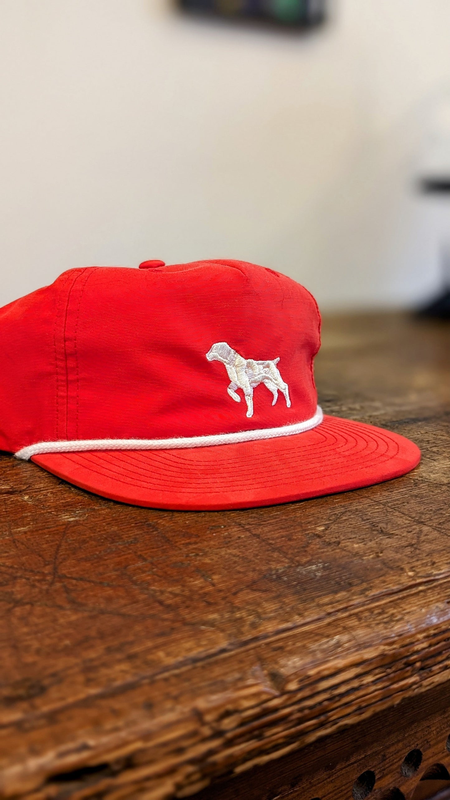 Red Pointer Hat With White Horse Emblem, Shop Hat | Pointer | Ballad Of The Bird Dog