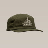 The Ballad of the Bird Dog Shop Hat | The Wild West features an olive green design with embroidered desert scene and "Arizona, Texas, The Wild West" text on the front, part of our desert series collection.