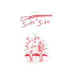The Shop Shirt | Side By Side by Ballad of the Bird Dog features red line art: a shotgun above text on the front, and a person with their bird dog outdoors with mountains on the back, celebrating companionship.