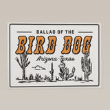 Shop Sticker | AZ to TX by Ballad of the Bird Dog features stylized text and desert plant art on a white background—ideal for bringing Texas shop flair to any space.