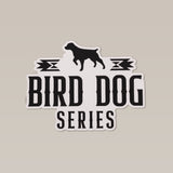 The Ballad of the Bird Dog "Bird Dog Series" shop sticker features a black dog silhouette above the series name with stylish accents on a light background, capturing adventure and tradition.