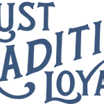The Shop Sticker | Values by Ballad of the Bird Dog features “Trust Tradition Loyalty” in bold blue lettering on white—a great way to support local businesses and showcase your hometown pride.