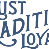The Shop Sticker | Values by Ballad of the Bird Dog features “Trust Tradition Loyalty” in bold blue lettering on white—a great way to support local businesses and showcase your hometown pride.