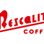 Mescalito Coffee "Shop Stickers" feature a bold red logo with stylized text on a light gray background—ideal for adding flair to your favorite coffee shop gear or personalizing accessories.