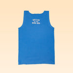 The Shop Tank | Pointer by Ballad of the Bird Dog is shown in blue with the back up, featuring “BALLAD OF THE BIRD DOG” in white near the neckline—a classic tank for a casual look.