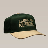 Dark green Ballad Originals Bird Dog Series Hat | Labrador Retriever with a tan brim and the words “LABRADOR RETRIEVER” embroidered in tan on the front, showcasing Texas craftsmanship.
