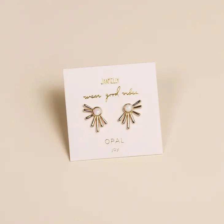 Earrings | Sun Ray - White Opal | Jaxkelly - Accessories -