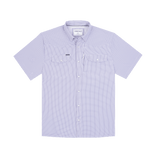 The Carter | Poncho by Poncho: light purple short-sleeve western shirt with two chest pockets and a small "French" label on the left, made from breathable fabric, shown laid flat on a white background.