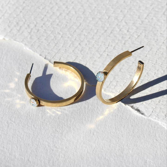 The Classic Hoops- with Crushed Gem Accents | Cameoko