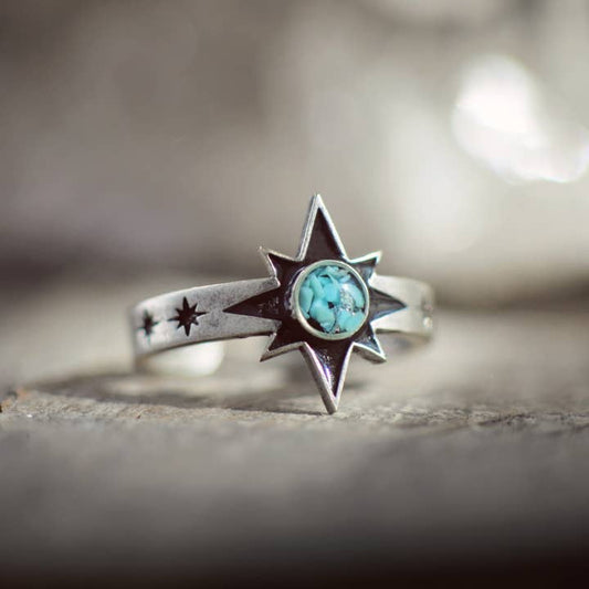 The Starla Silver Ring with Stamped Stars | Cameoko