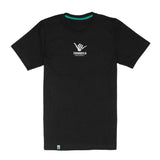The Tranquilo Vintage T-Shirt by Sendero Provisions Co. is a black tee with a small white skeleton hand and "TRANQUILO" printed on the chest.