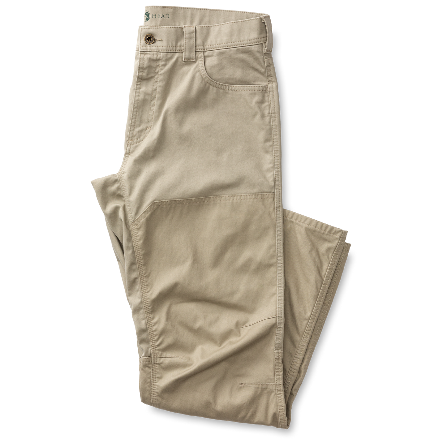 The Duck Head Twill 5 Pocket Briar Pant is shown folded in light khaki with visible front pocket, belt loop, and button closure on a plain white background.