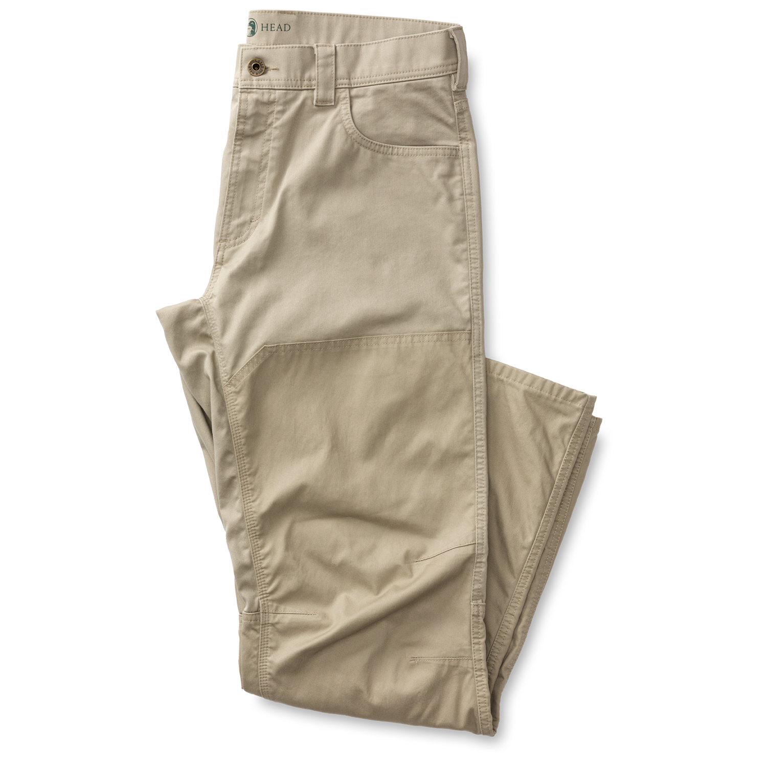 The Duck Head Twill 5 Pocket Briar Pant is shown folded in light khaki with visible front pocket, belt loop, and button closure on a plain white background.