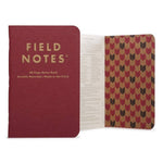 The Vintage | Field Notes by Field Notes is a 48-page memo book with a red cover, gold text, patterned interior, info page, and dot-ruled pages on durable Royaltone stock.