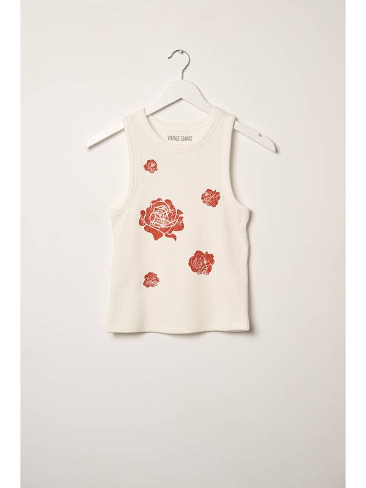 Vintage Roses Waffle Knit Graphic Tank Top | Promesa Usa