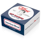 Fine Accoutrements American Blend Shave Soap, 5 oz, offers a traditional barbershop shave experience with retro-inspired branding and classic product descriptions on the packaging.