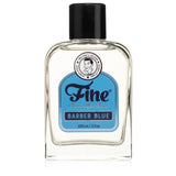 Fine Accoutrements Barber Blue Classic Aftershave comes in a 100 ml clear bottle with a black cap and blue label, inspired by Floid Blue—a great choice for fans of classic aftershaves.