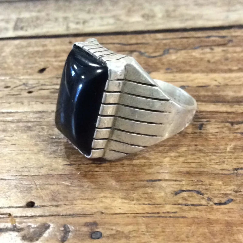 Black Onyx Ray Jack Ring | Vintage - Jewelry - Turquoise