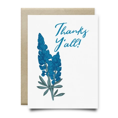 Bluebonnet Thank You Card from Anvil Cards showcasing paper joy with a yall card design