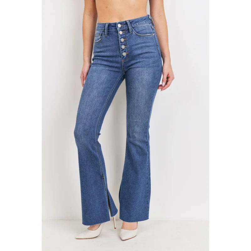 Button Down Flare Jeans | Jbd - Apparel - Blue Jeans - Flare
