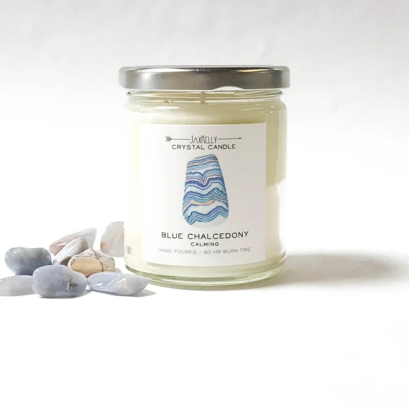 Candle | Blue Chalcedony Crystal | Jaxkelly - Candles -