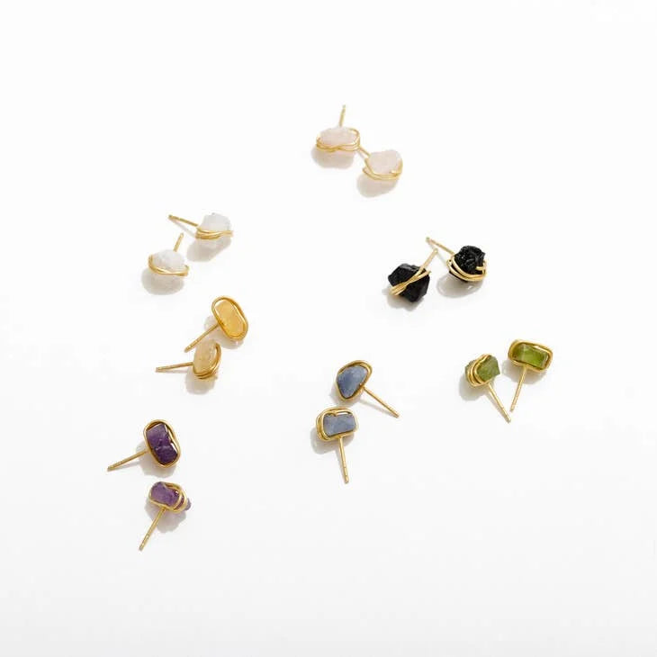 Channing Gemstone Stud Earrings | Larissa Loden - Jewelry -