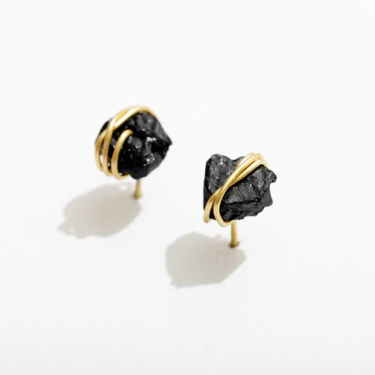 Channing Gemstone Stud Earrings | Larissa Loden - Black