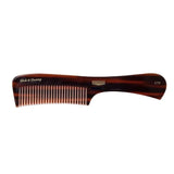 The CT9 Styling Comb by Uppercut Deluxe is a brown tortoiseshell-patterned comb with a handle, ideal for precision styling of medium to long hair. Features “Slick & Destroy” and “Uppercut” printed on the comb.