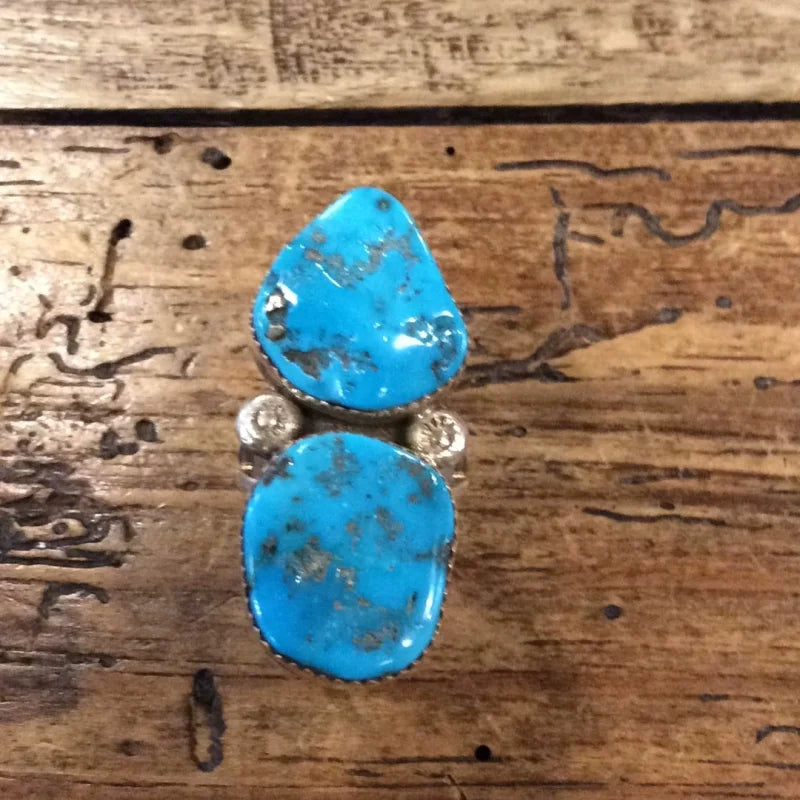 Double Turquoise Ring | Vintage - Jewelry - Turquoise