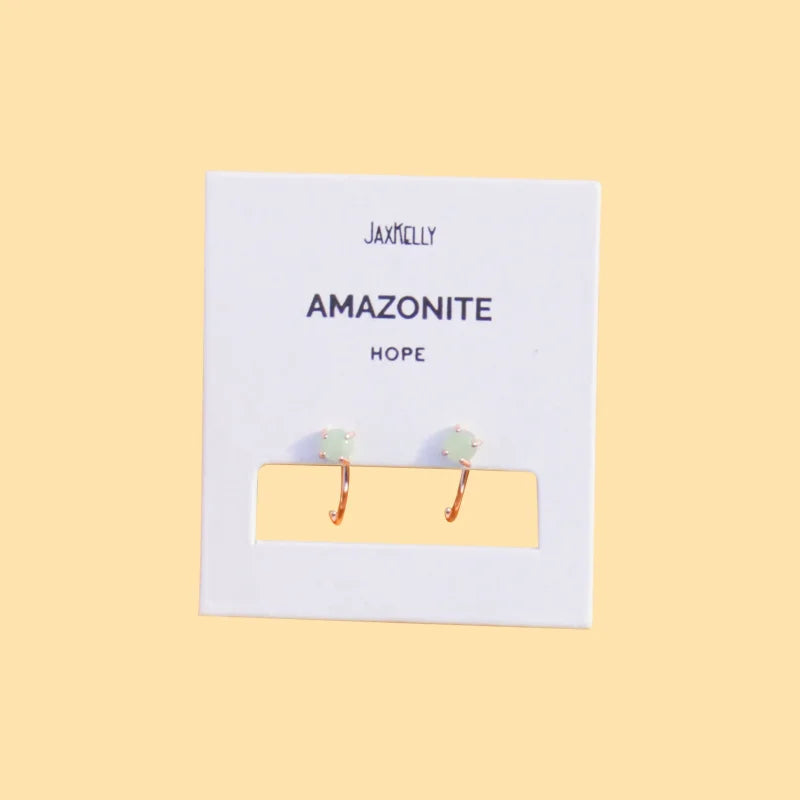 Earrings | Amazonite Huggies | Jaxkelly - Jewelry - Gold -