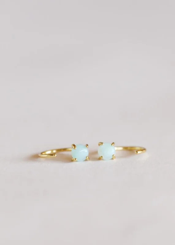 Earrings | Amazonite Huggies | Jaxkelly - Jewelry - Gold -